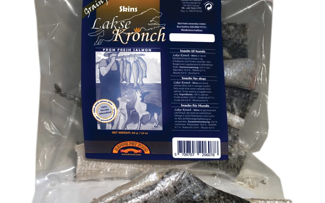 Kronch: przysmak dla psa LAKSE SKIN 50 GRAM 100% ŁOSOŚ