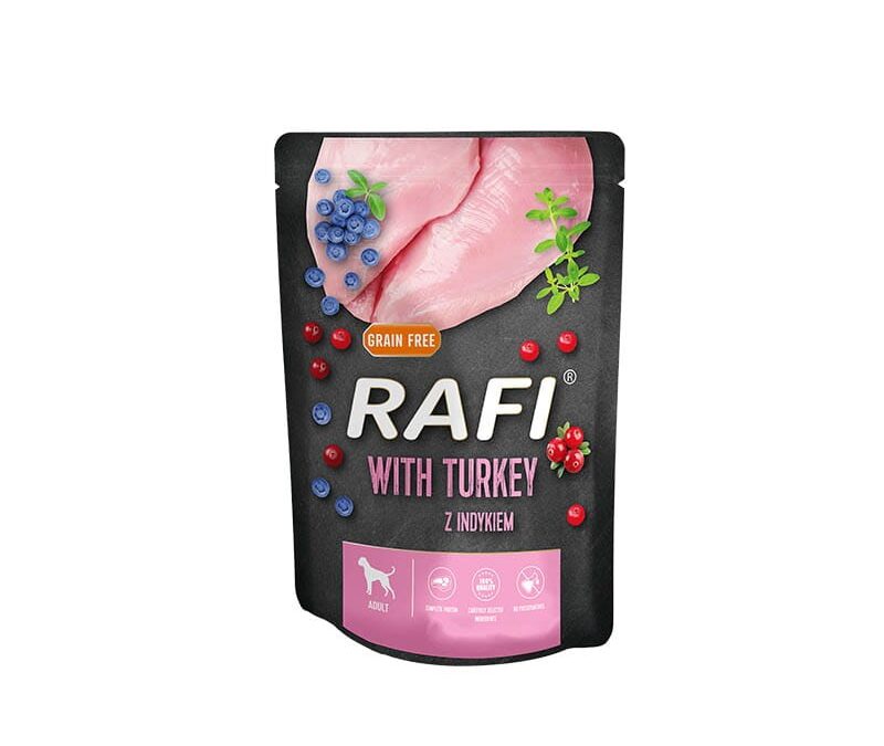 Rafi: karma mokra dla psa Z INDYKIEM SASZETKA 300 G