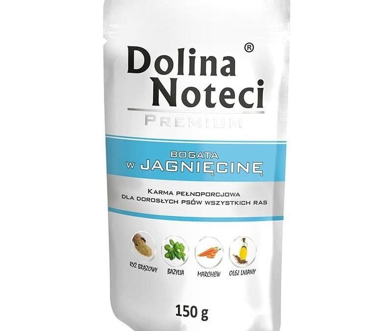 Dolina Noteci: karma mokra dla psa PREMIUM BOGATA W JAGNIĘCINĘ SASZETKA 150 G