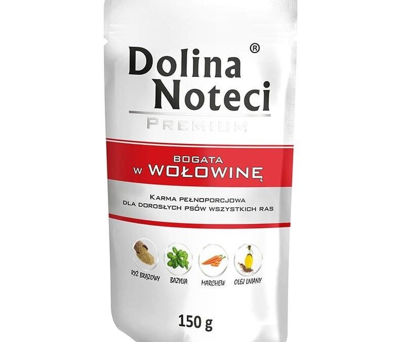 Dolina Noteci: karma mokra dla psa PREMIUM BOGATA W WOŁOWINĘ SASZETKA 150 G
