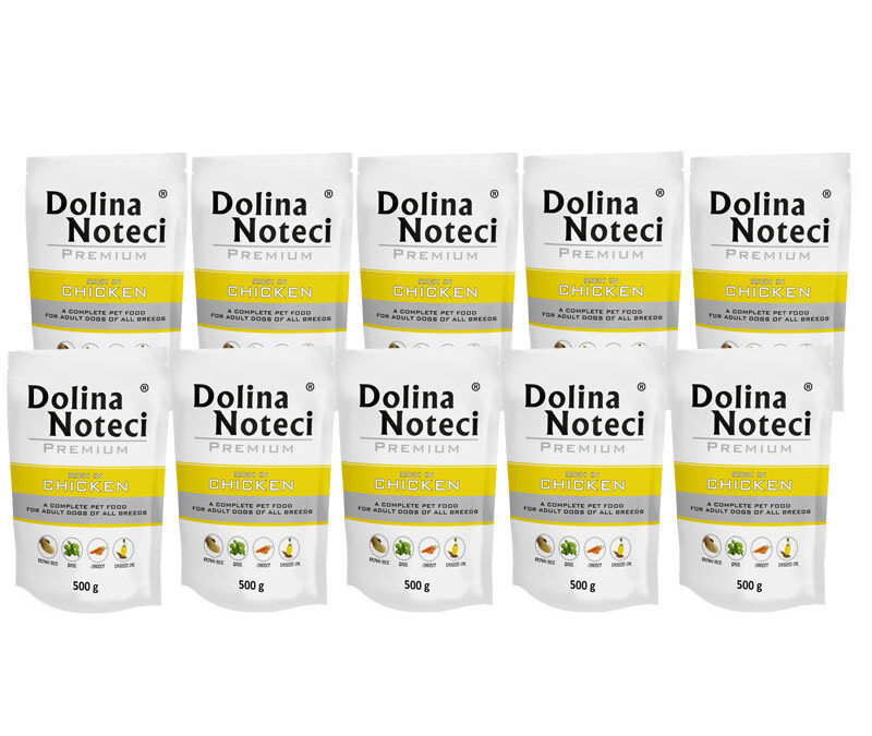 Dolina Noteci: karma mokra dla psa PREMIUM BOGATA W KURCZAKA SASZETKA pakiet 10 x 500 G